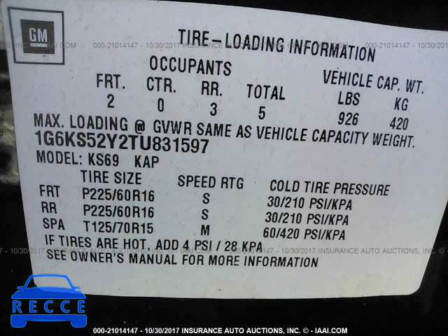 1996 CADILLAC SEVILLE SLS 1G6KS52Y2TU831597 image 8