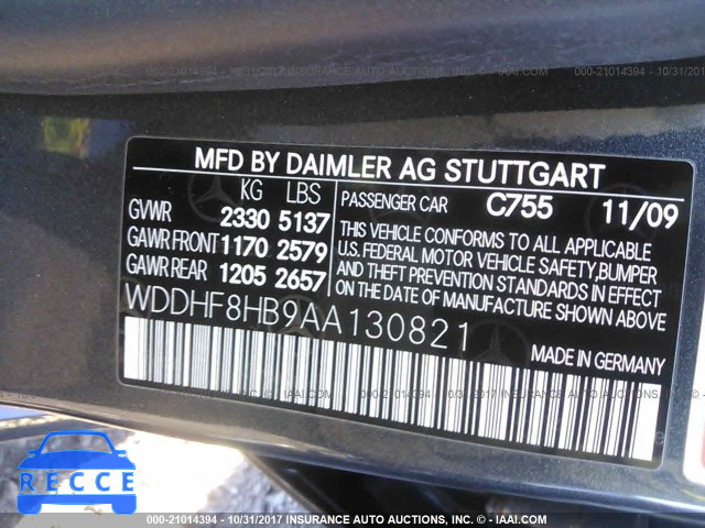 2010 Mercedes-benz E 350 4MATIC WDDHF8HB9AA130821 image 8