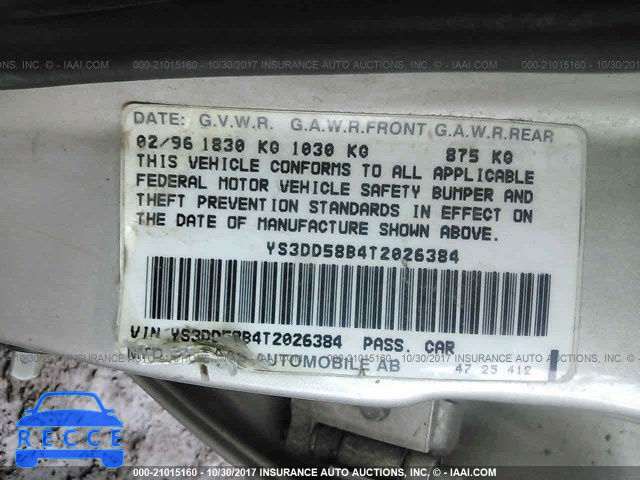 1996 Saab 900 YS3DD58B4T2026384 image 8