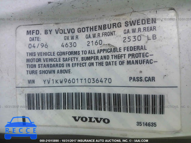 1996 Volvo 960 YV1KW9601T1036470 image 8