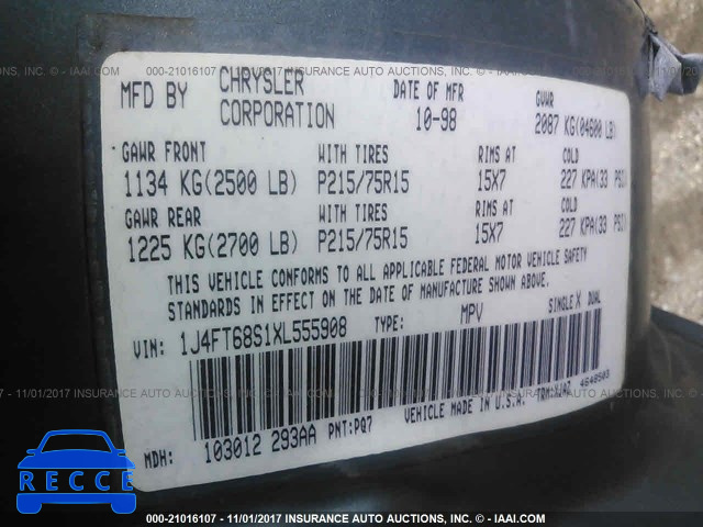 1999 Jeep Cherokee 1J4FT68S1XL555908 image 8