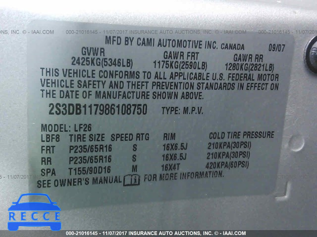 2008 Suzuki XL7 2S3DB117986108750 image 8