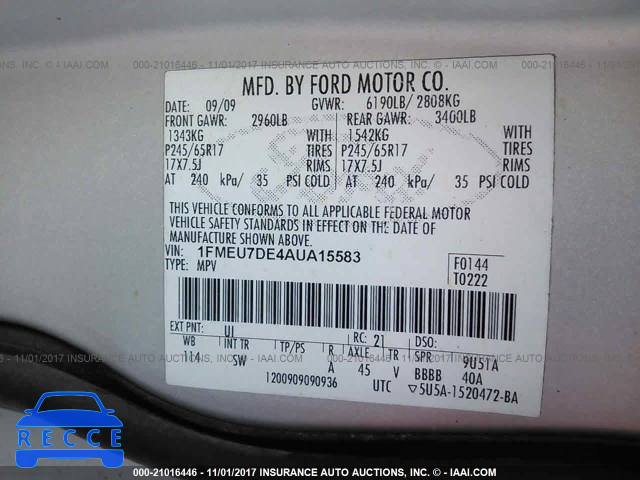 2010 Ford Explorer XLT 1FMEU7DE4AUA15583 image 8