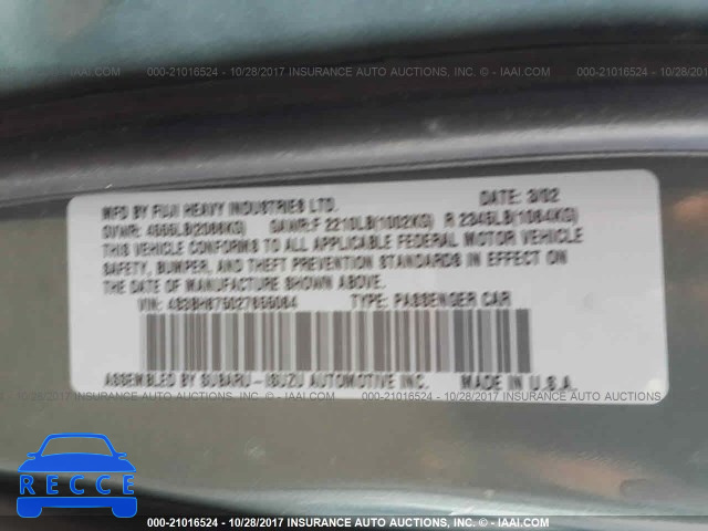 2002 Subaru Legacy OUTBACK AWP 4S3BH675027655064 image 8