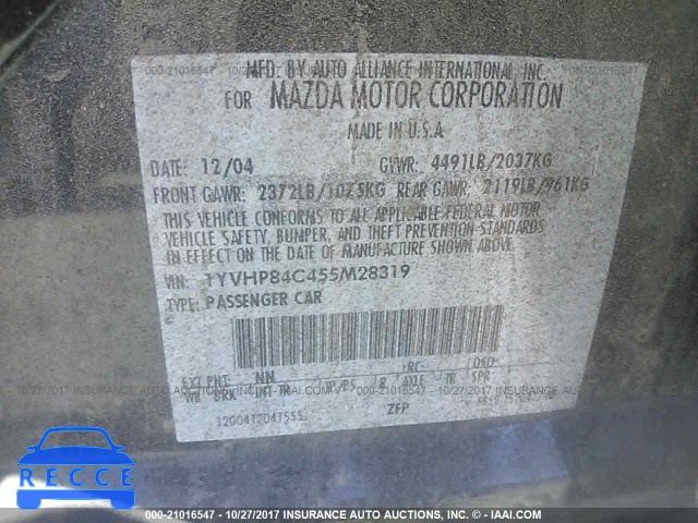 2005 Mazda 6 1YVHP84C455M28319 image 8
