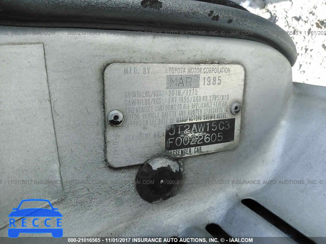 1985 Toyota MR2 JT2AW15C3F0022605 image 8