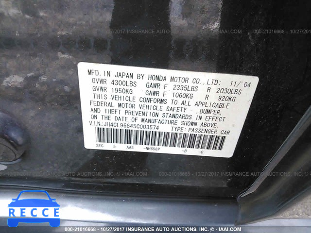 2005 Acura TSX JH4CL96845C003574 image 8