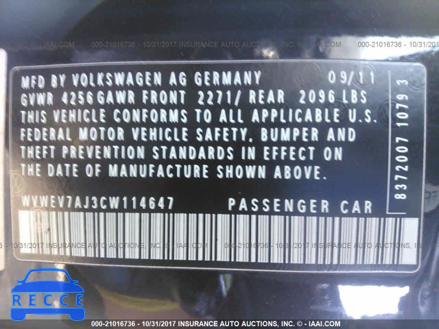2012 Volkswagen GTI WVWEV7AJ3CW114647 image 8