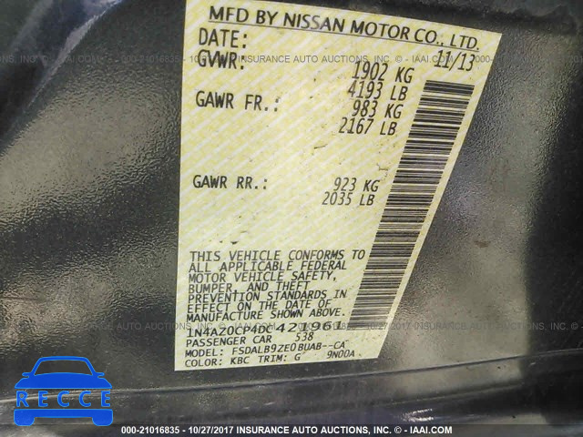 2013 Nissan Leaf 1N4AZ0CP4DC421961 image 8