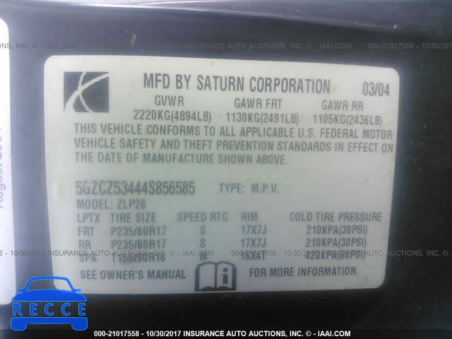 2004 SATURN VUE 5GZCZ53444S856585 image 8