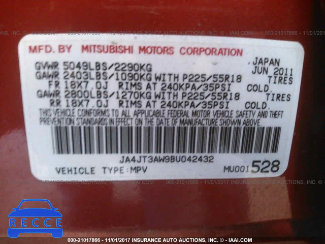 2011 Mitsubishi Outlander SE JA4JT3AW9BU042432 image 8