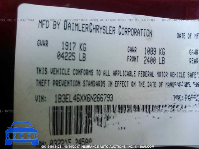 2006 Dodge Stratus SXT 1B3EL46XX6N266793 image 8