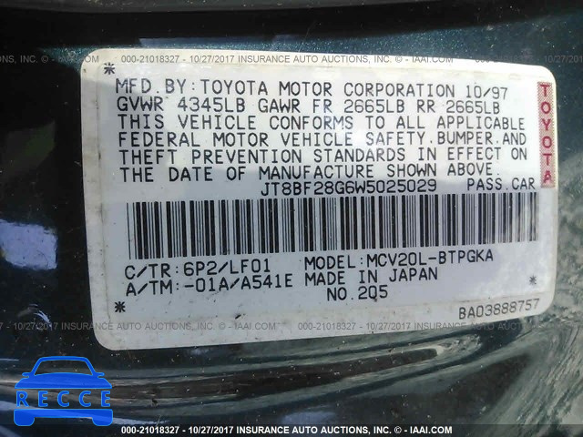 1998 Lexus ES JT8BF28G6W5025029 Bild 8