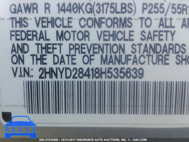 2008 Acura MDX TECHNOLOGY 2HNYD28418H535639 image 8