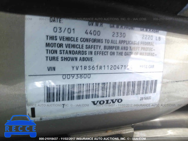 2001 Volvo S60 YV1RS61R112047104 image 8