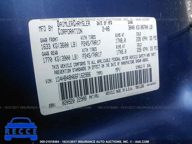 2006 Dodge Durango 1D4HB48N66F162986 image 8