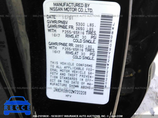 2002 Nissan Pathfinder JN8DR09Y02W720208 image 8
