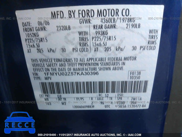 2007 Ford Escape XLS 1FMYU02Z57KA30396 image 8