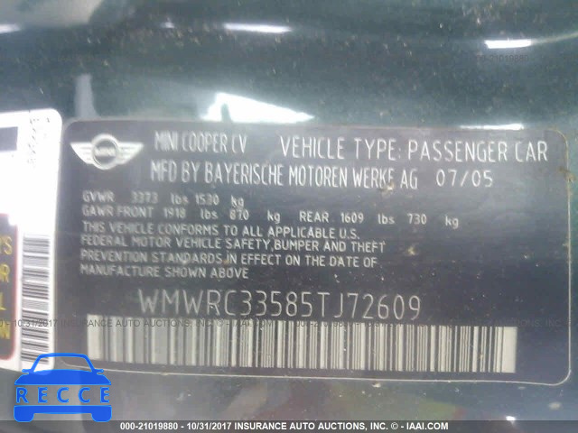 2005 Mini Cooper WMWRC33585TJ72609 зображення 8