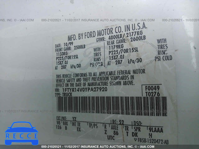 2000 Ford Ranger SUPER CAB 1FTYR14V0YPA27920 image 8