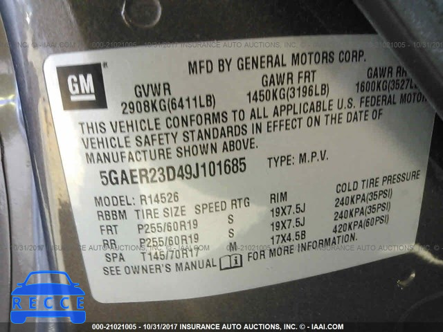 2009 Buick Enclave CXL 5GAER23D49J101685 image 8