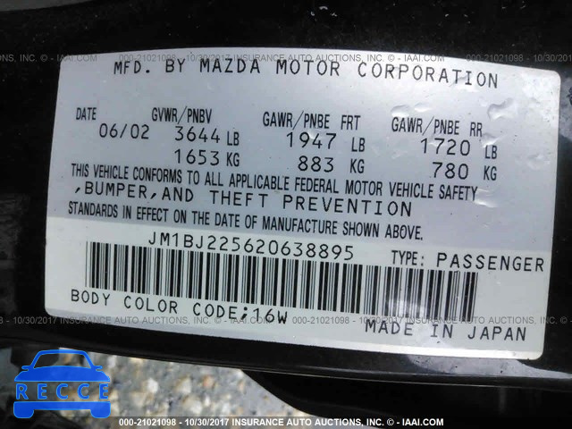 2002 Mazda Protege DX/LX/ES JM1BJ225620638895 зображення 8