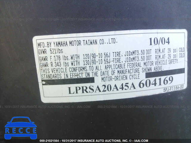 2005 Yamaha YW50 AP ZUMA LPRSA20A45A604169 Bild 9