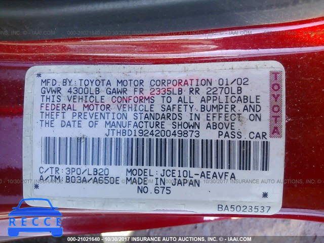 2002 Lexus IS 300 JTHBD192420049873 image 8