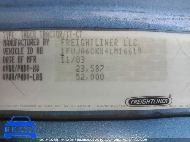 2004 FREIGHTLINER CONVENTIONAL COLUMBIA 1FUJA6CKX4LM16619 image 9