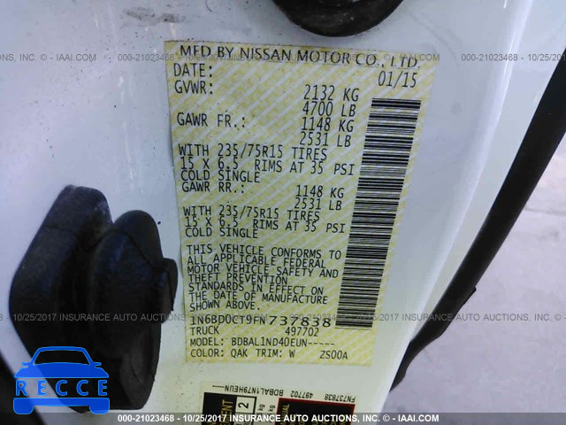 2015 Nissan Frontier S/SV 1N6BD0CT9FN737838 image 8