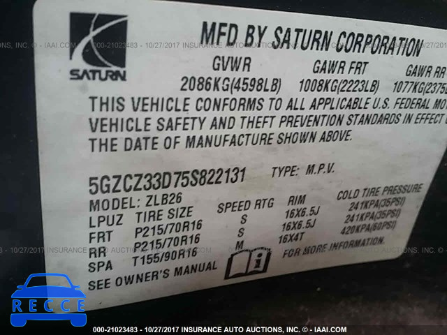 2005 Saturn VUE 5GZCZ33D75S822131 image 8