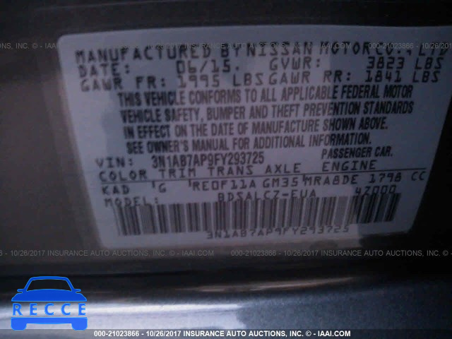 2015 Nissan Sentra 3N1AB7AP9FY293725 image 8