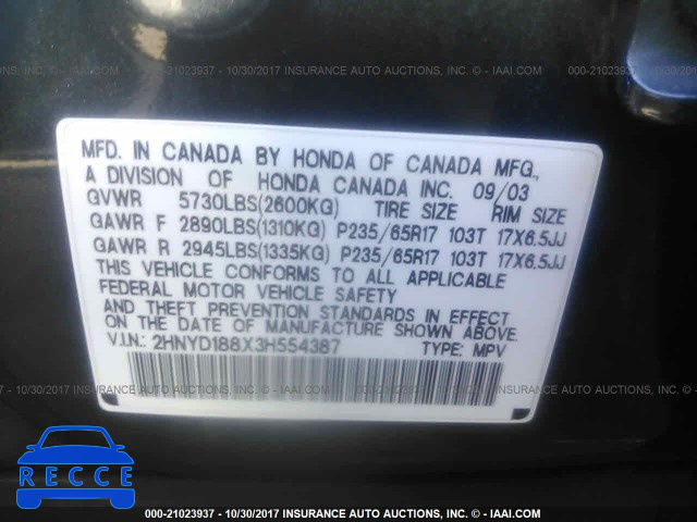 2003 Acura MDX 2HNYD188X3H554387 image 8