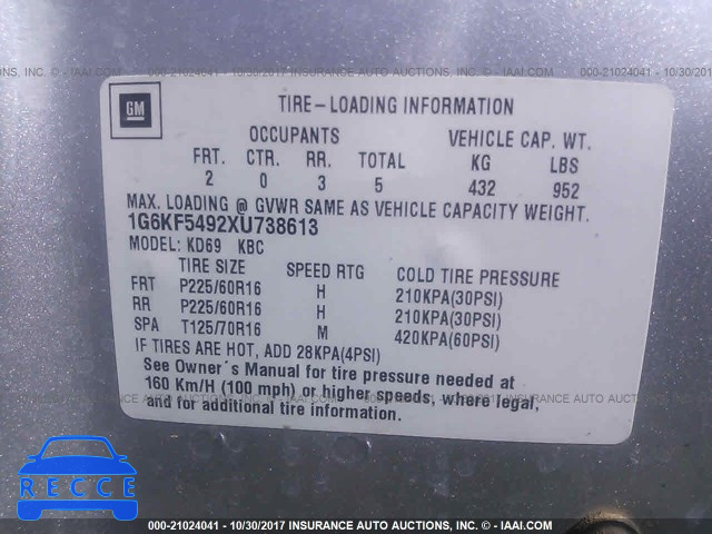 1999 Cadillac Deville 1G6KF5492XU738613 image 8