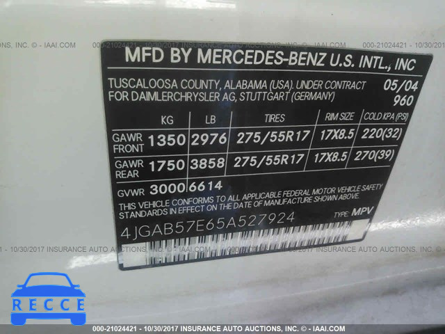 2005 Mercedes-benz ML 4JGAB57E65A527924 image 8