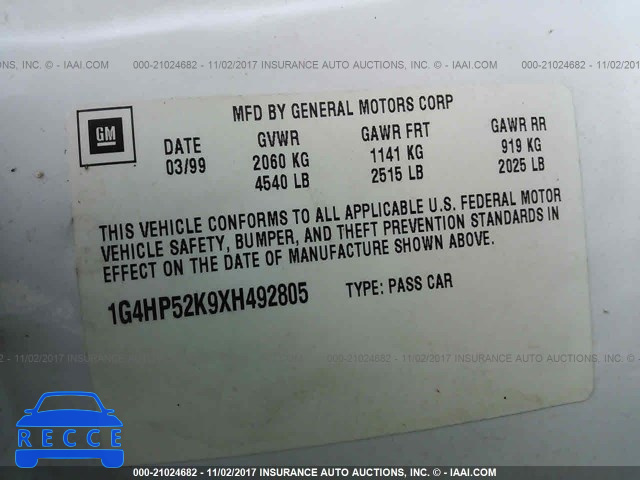 1999 Buick Lesabre CUSTOM 1G4HP52K9XH492805 image 8