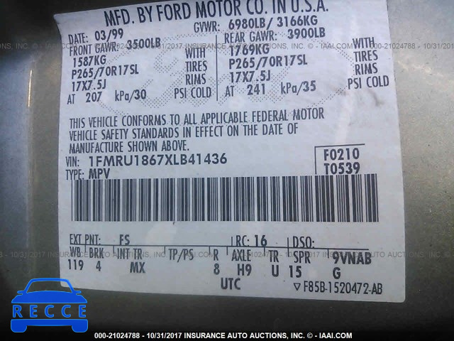 1999 Ford Expedition 1FMRU1867XLB41436 image 8