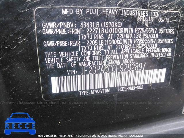 2015 Subaru Xv Crosstrek 2.0 PREMIUM JF2GPACC6F9282897 image 8