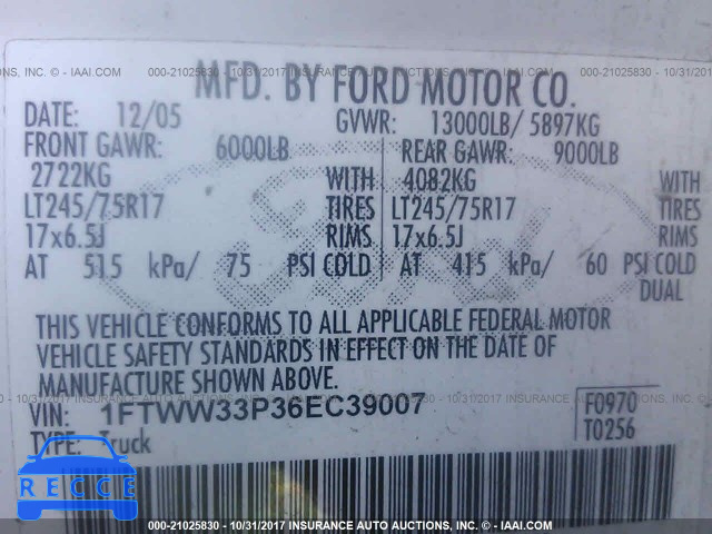 2006 Ford F350 SUPER DUTY 1FTWW33P36EC39007 image 8