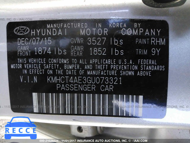 2016 Hyundai Accent KMHCT4AE3GU073321 image 8