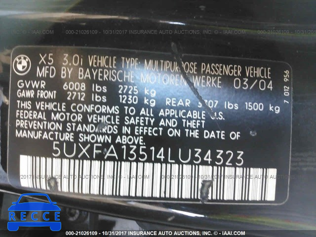 2004 BMW X5 3.0I 5UXFA13514LU34323 image 8
