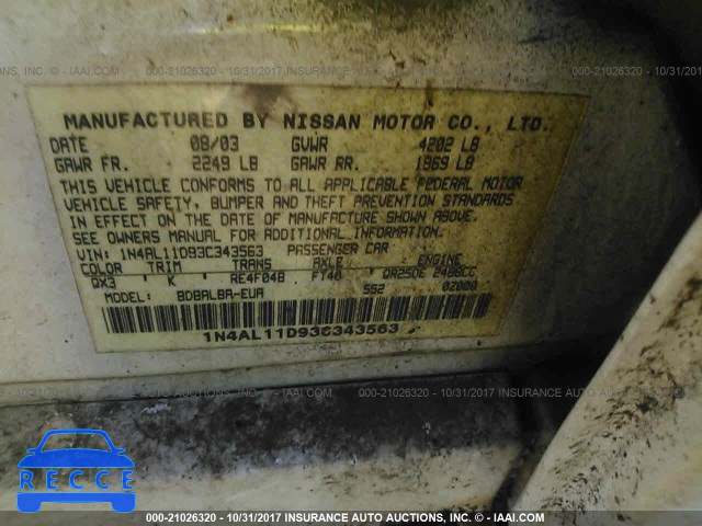 2003 Nissan Altima 1N4AL11D93C343563 image 8