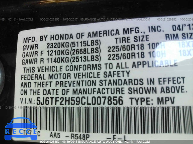 2012 Honda Crosstour EXL 5J6TF2H59CL007856 image 8