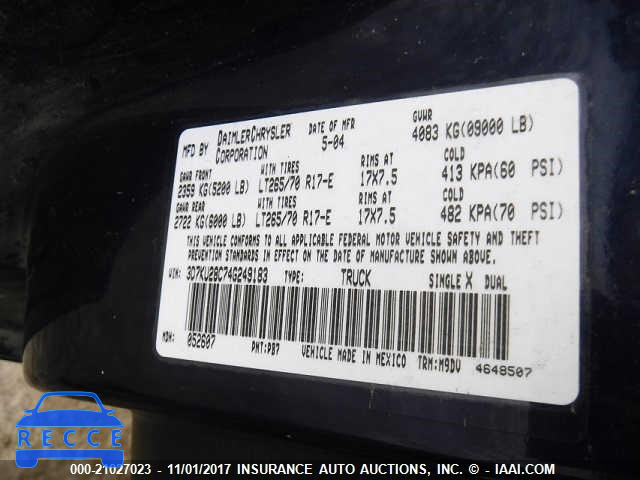 2004 Dodge RAM 2500 ST/SLT 3D7KU28C74G249183 Bild 8
