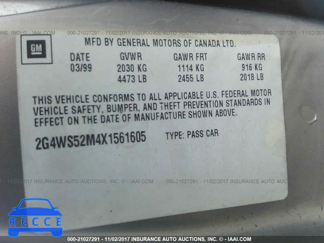 1999 Buick Century 2G4WS52M4X1561605 image 8