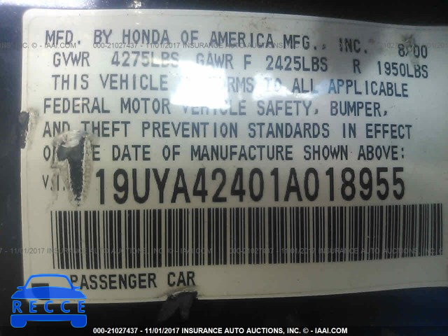 2001 Acura 3.2CL 19UYA42401A018955 image 8