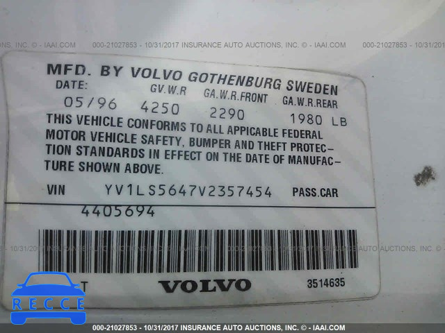 1997 Volvo 850 GLT YV1LS5647V2357454 image 8