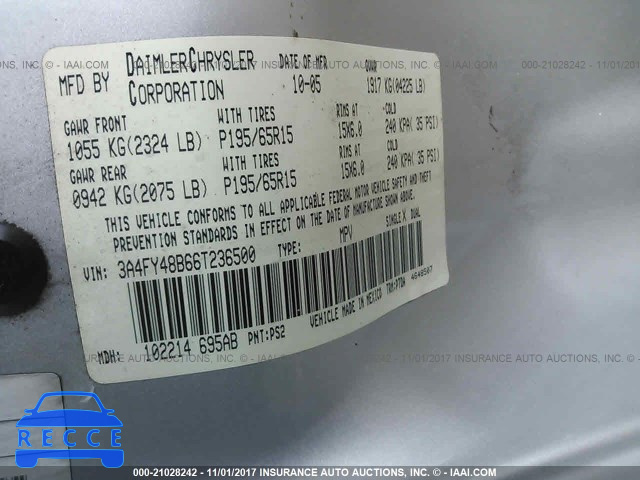 2006 Chrysler PT Cruiser 3A4FY48B66T236500 image 8