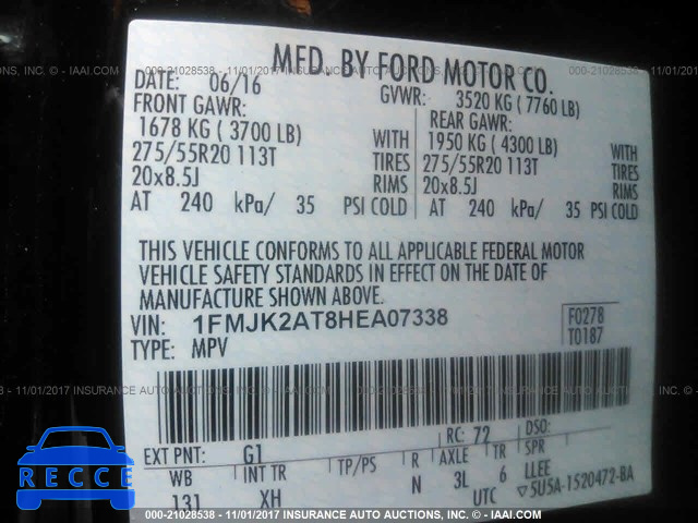2017 FORD EXPEDITION 1FMJK2AT8HEA07338 image 8