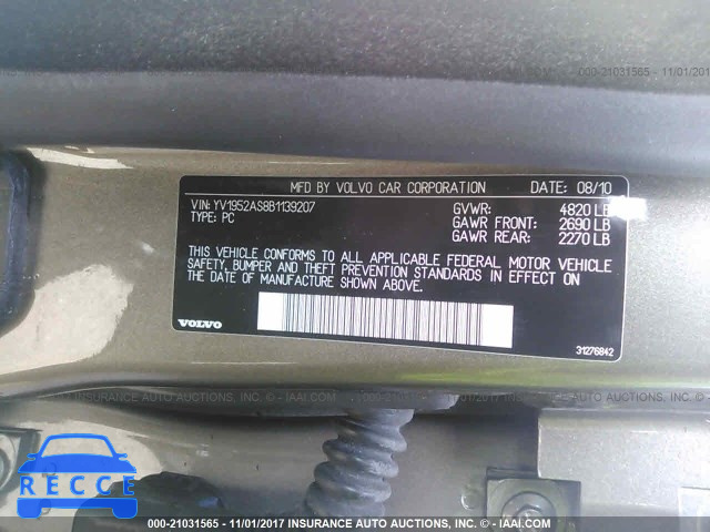 2011 Volvo S80 3.2 YV1952AS8B1139207 image 8